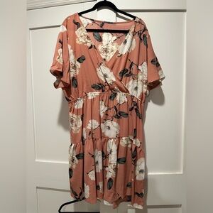 Shein Floral Wrap Dress in Pink